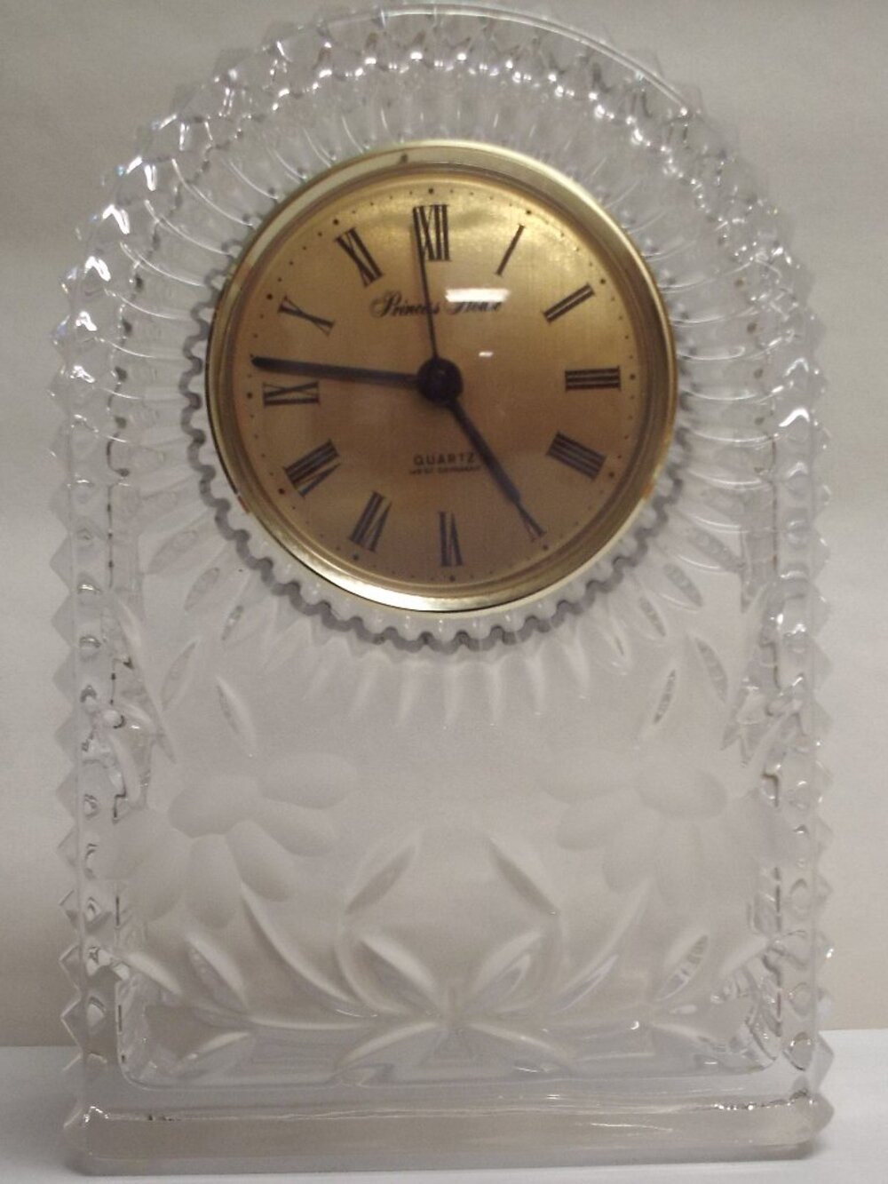 VINTAGE Princess House Heritage Fine Crystal Mantle Clock - Quartz Movement